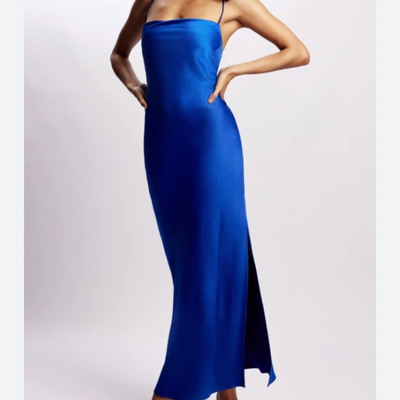 Meshki Royal Blue Maxi Dress - Sydney Straight Neck Slip Maxi Dress - Cobalt - Picture 1 of 4